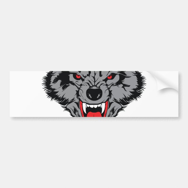 Angry Wolf Bumper Sticker (Front)