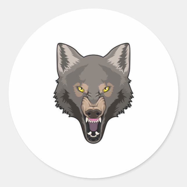 Angry Wolf Classic Round Sticker (Front)