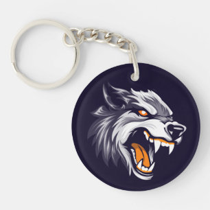 Angry Wolf Head Keychain