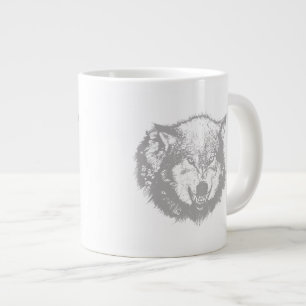 Angry Wolf in Grey Large Coffee Mug
