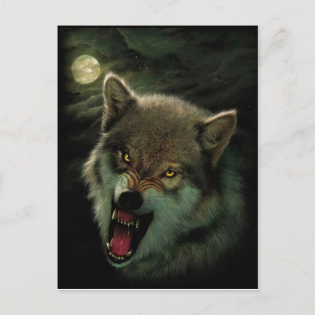 Angry Wolf painting Postcard (Front)