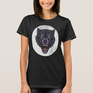 Angry Wolf Print In A Moon Men's Women's Howling W T-Shirt
