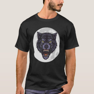 Angry Wolf Print In A Moon Men's Women's Howling W T-Shirt