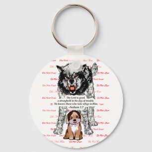 Angry Wolf Puppy - Do Not Fear - #2 Fear Red.png Key Ring