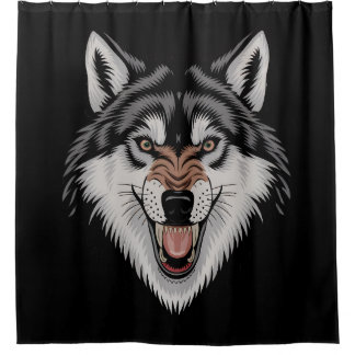 Angry wolf shower curtain