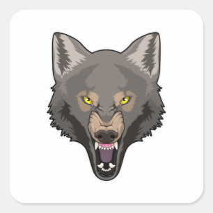 Angry Wolf Square Sticker