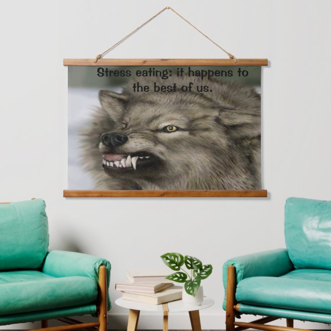 Angry wolf with his teeth showing hanging tapestry (Living Room)