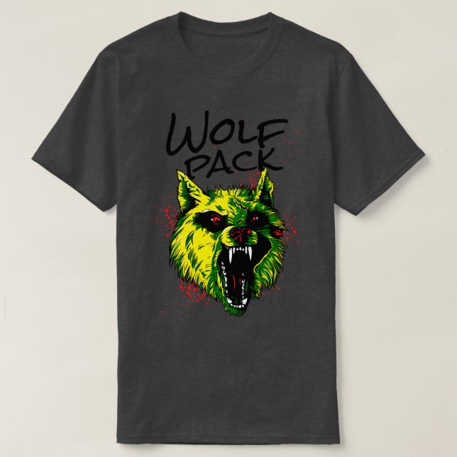 Angry Wolf Wolf Pack Wild Animal T-Shirt (Design Front)