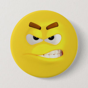Angry Yellow 3D Effect Emoji 7.5 Cm Round Badge