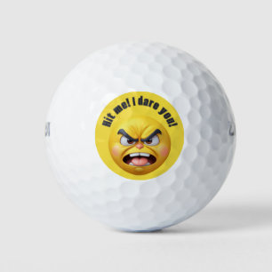 Angry Yellow 3D Emoji Personalise Golf Balls