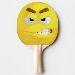 Angry Yellow Emoji Ping Pong Paddle