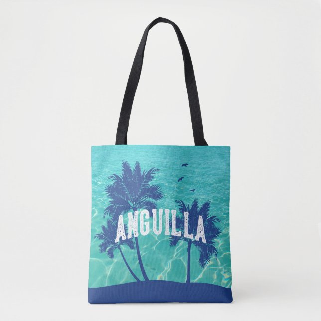 Anguilla Caribbean Palm Tree Tote Bag (Front)