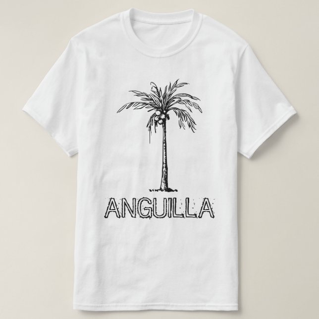 Anguilla coconut tree black & white design T-Shirt (Design Front)