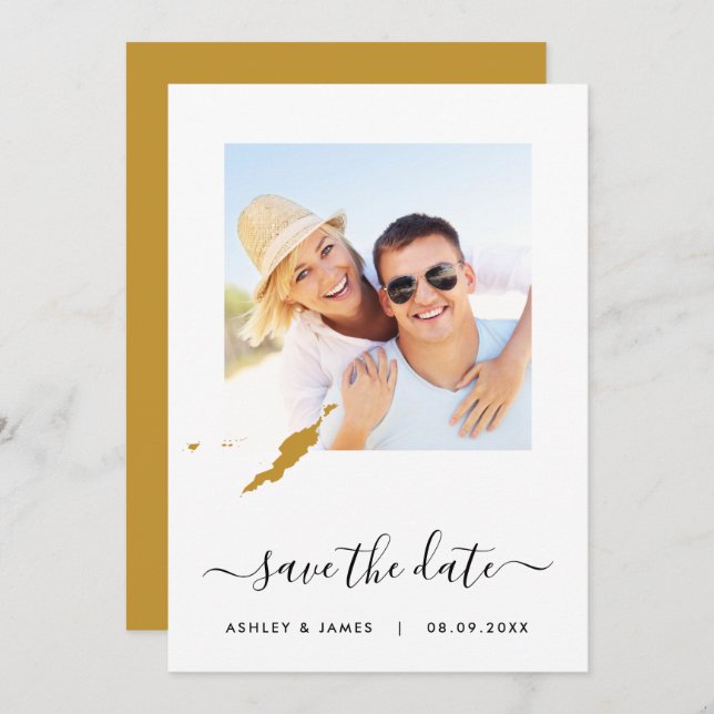 Anguilla Map Photo Wedding Save the Date Card (Front/Back)