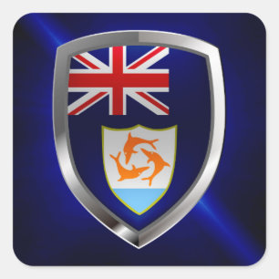 Anguilla Mettalic Emblem Square Sticker
