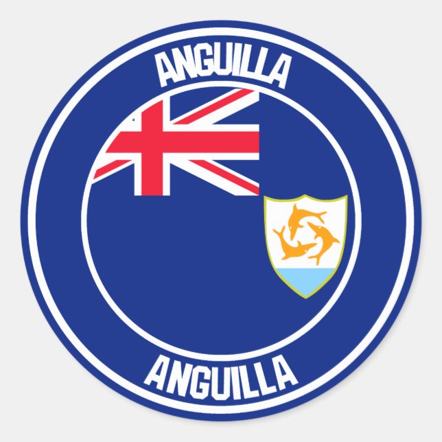Anguilla Round Emblem Classic Round Sticker (Front)