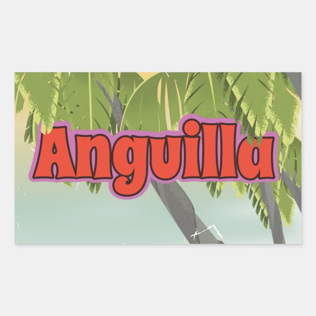 Anguilla vintage travel poster. rectangular sticker (Front)