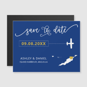 Anguilla Wedding Save the Date Card, Map Magnetic Invitation