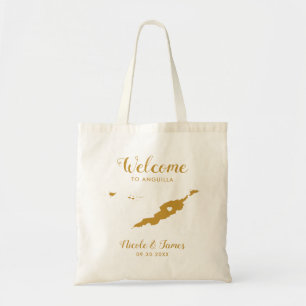 Anguilla Wedding Welcome Bag, Gold Tote Bag