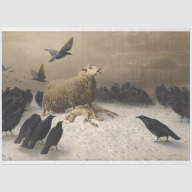 Anguish: Sheep with a Dead Lamb Tissue Paper (Front)