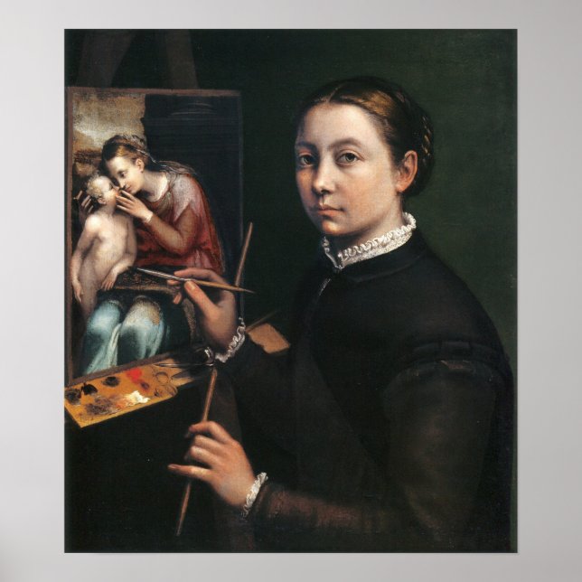Anguissola - Self-Portrait At Easel Painting Poster (Front)