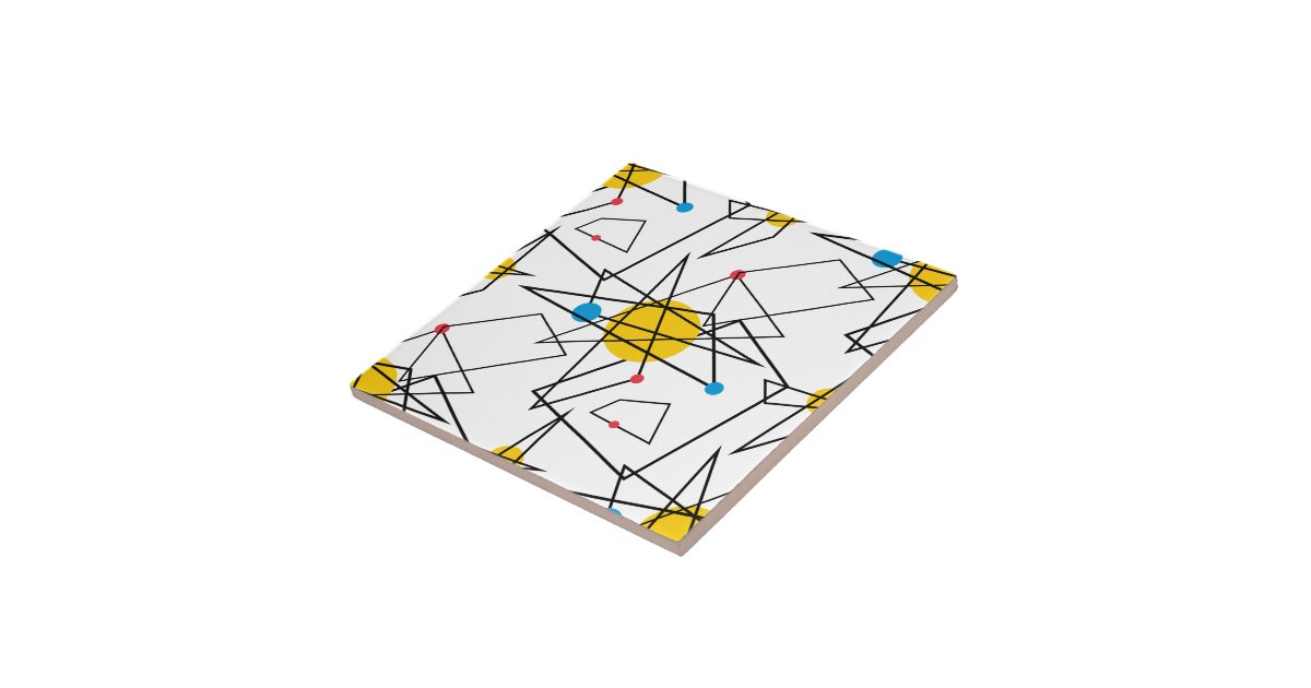Angular Geometric Retro Pattern Ceramic Tile | Zazzle