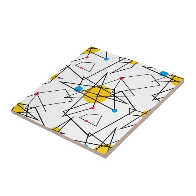 Angular Geometric Retro Pattern Ceramic Tile (Side)