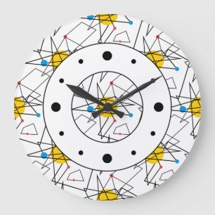 Angular Geometric Retro Pattern Large Clock