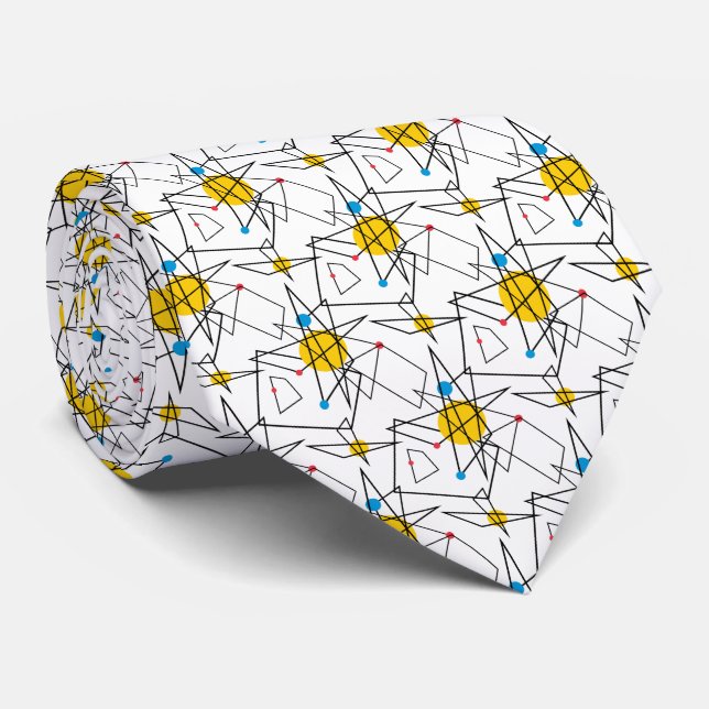 Angular Geometric Retro Pattern Tie (Rolled)