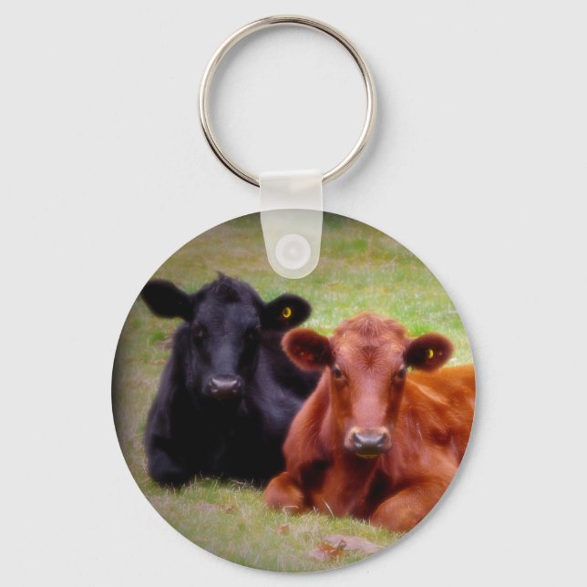Angus Love - Pair of Cattle Side by Side Key Ring (Front)