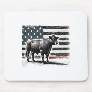 Angus Rancher Usa American Flag Cow Mouse Pad