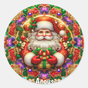 ANGUS ~ SHINY SANTA Christmas ~ Classic Round Sticker