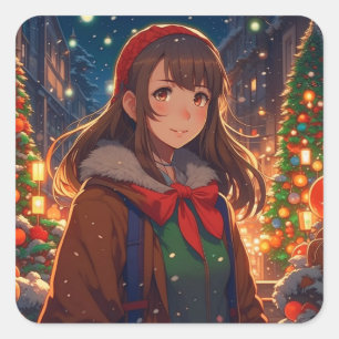 Ani-mazing Christmas   Winter Night Square Sticker