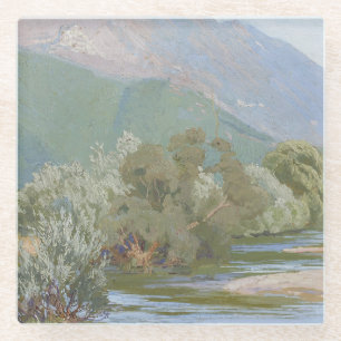 Aniene River Breathtaking Art Nouveau Landscape Glass Coaster