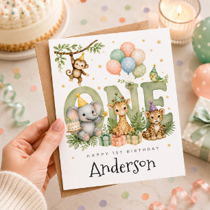 Animal 1st Birthday First Nephew Card