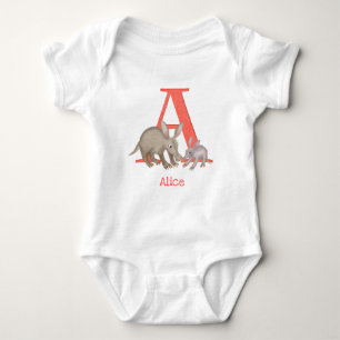 Animal ABC A is for aardvark baby bodysuit