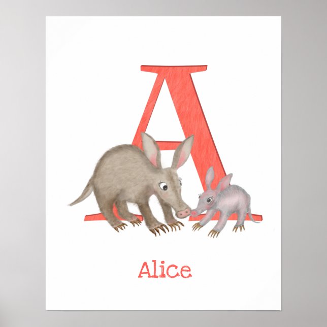 Animal ABC A is for aardvark print (Front)