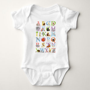 Animal ABC baby bodysuit (blue version)