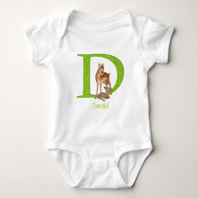 Animal ABC D is for dik-dik baby bodysuit (Front)