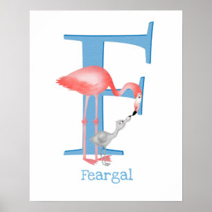Animal ABC F is for flamingo print