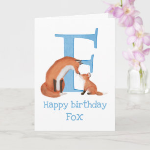 Animal ABC F is for fox birthday card