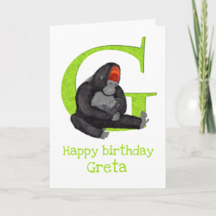 Animal ABC G is for gorilla birthday card