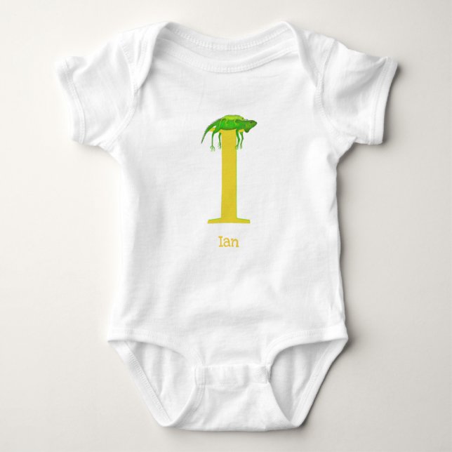 Animal ABC I is for iguana baby bodysuit (Front)