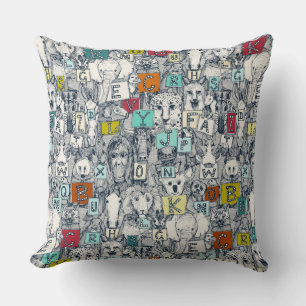 animal ABC indigo multi Cushion