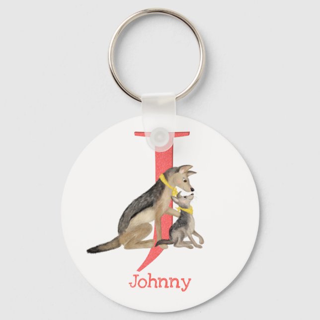 Animal ABC J is for jackal key ring (Front)