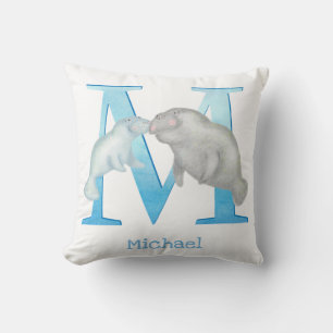 Animal ABC M is for manatee cushion