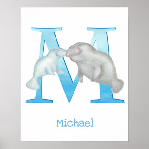 Animal ABC M is for manatee print
