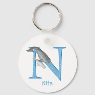 Animal ABC N is for narwhal key ring