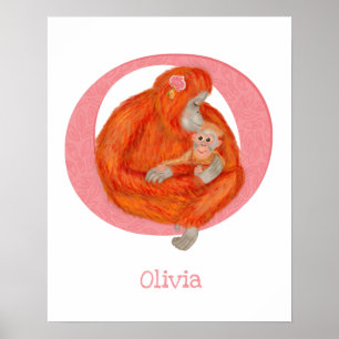 Animal ABC O is for orangutan print