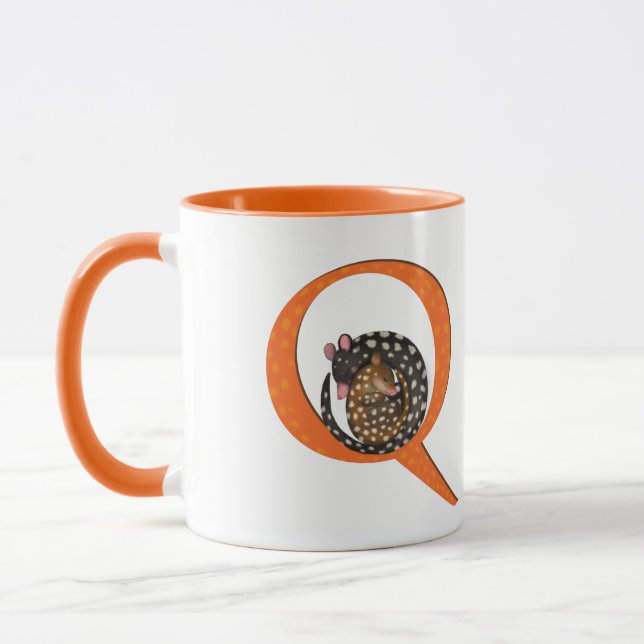 Animal ABC Q is for quoll mug (Left)
